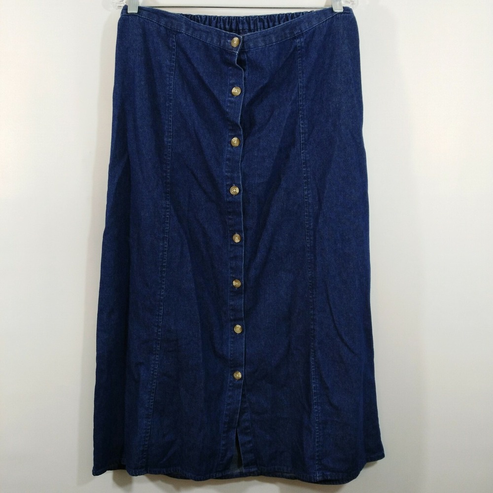 Mountain Lake A Line Denim Skirt Size M Medium Button Front Modest